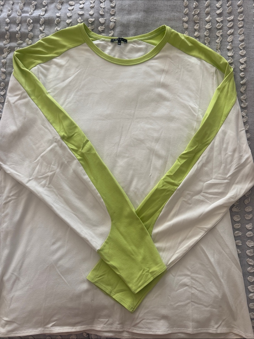 Theory White Tee with Lime Green Trim